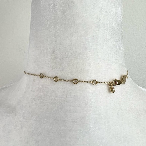 HENRI Bendel Blue Crystal Half Round Pendant Gold Tone Adjustable 9" Necklace - Picture 3 of 4